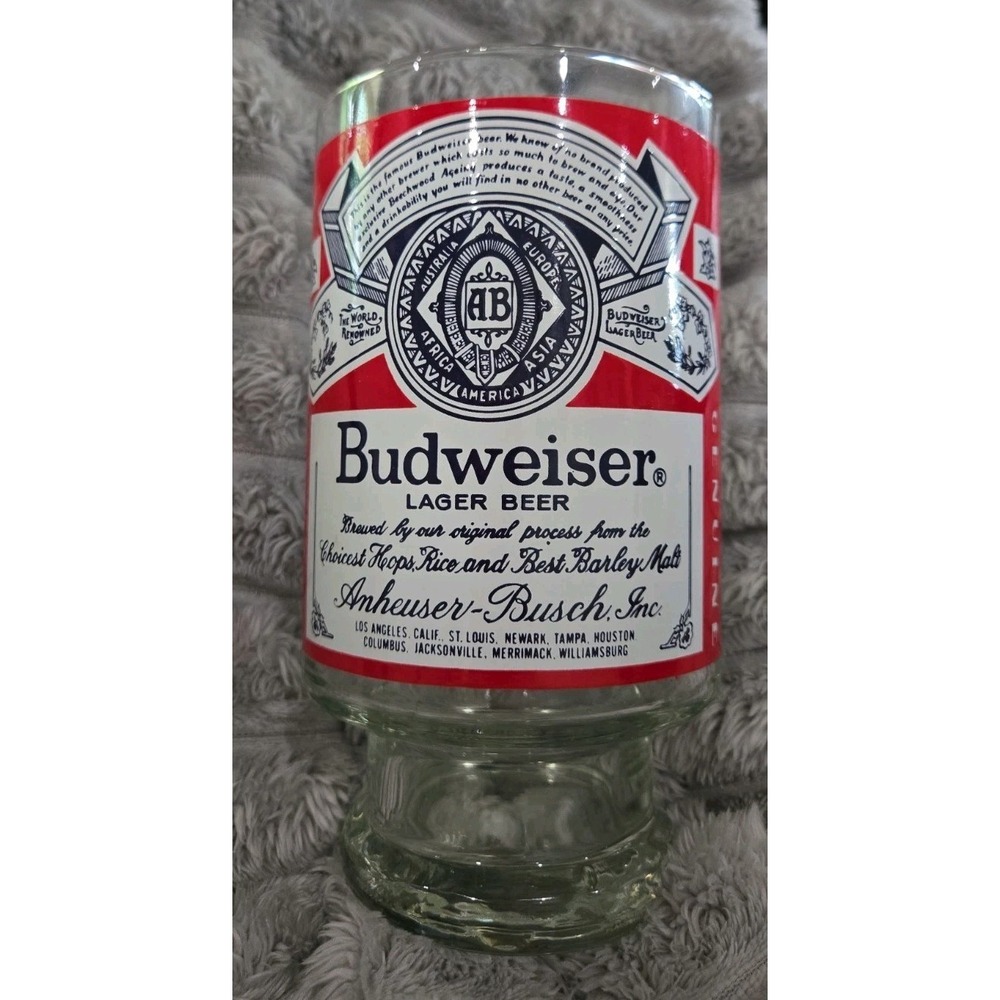 Budweiser‎ Lager Beer Footed Pilsner Glass Anheuser-Busch Vintage Barware